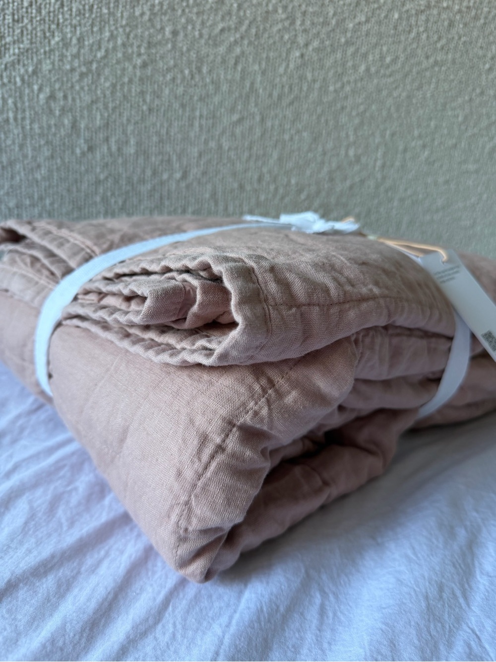 Quince Lightweight European Linen Box Quilt Full/Queen Dusty Mauve - Picture 7 of 9
